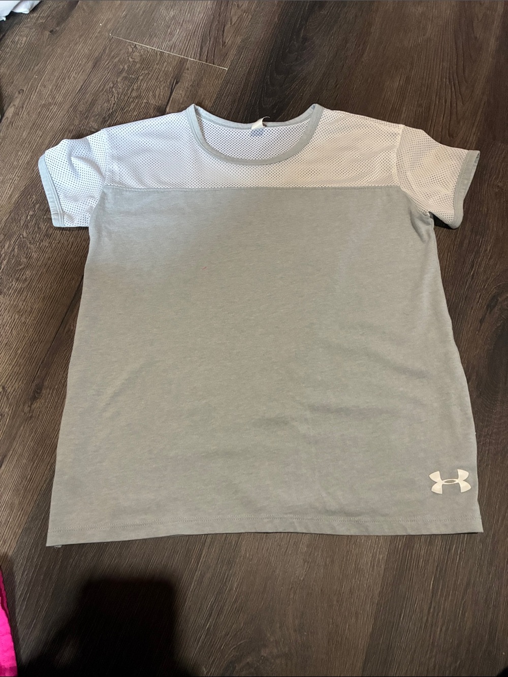 Under Armour Light Gray and White Mesh Panel Tee